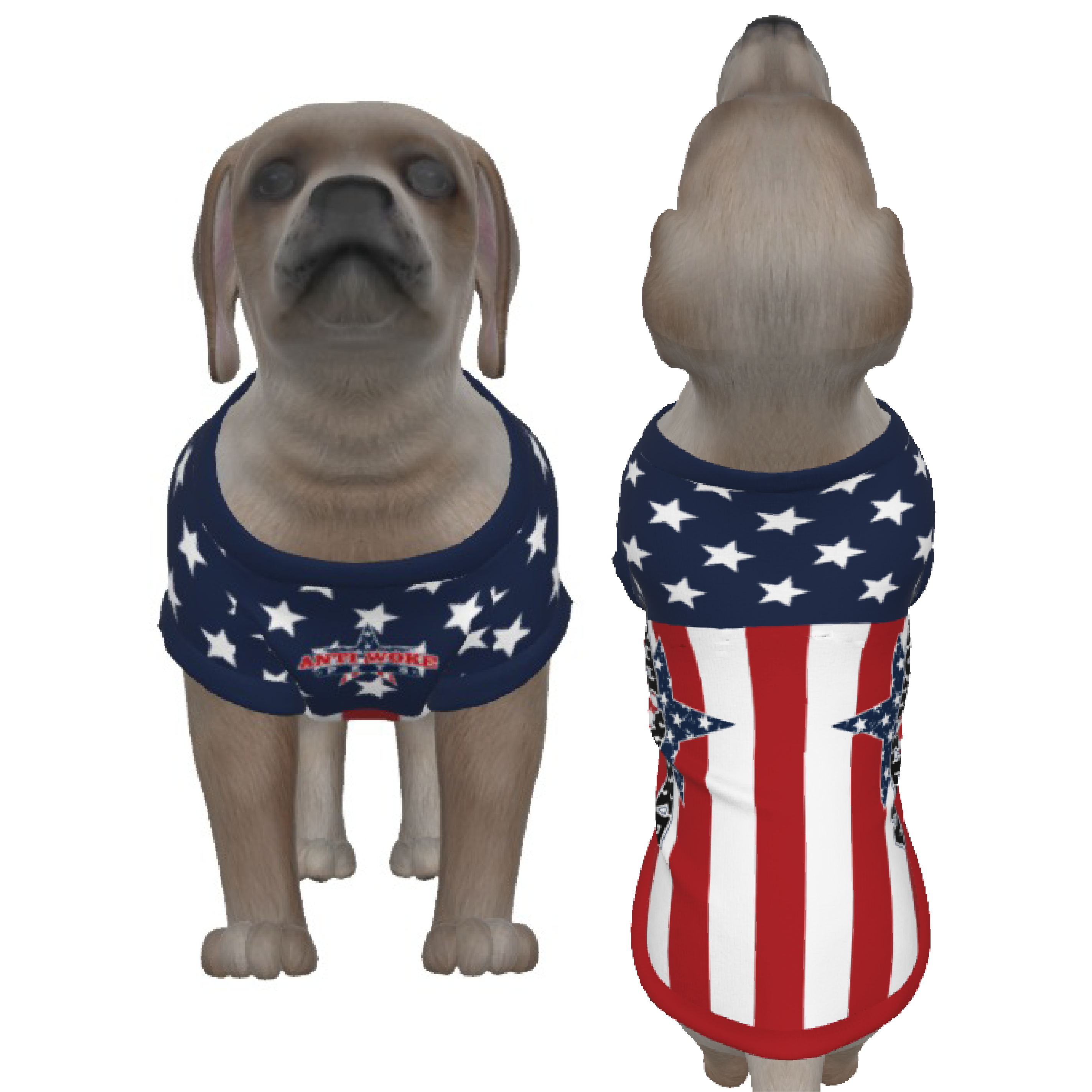 USA- Anti Woke Pets- Full Flag- Small Dog's Tank Top